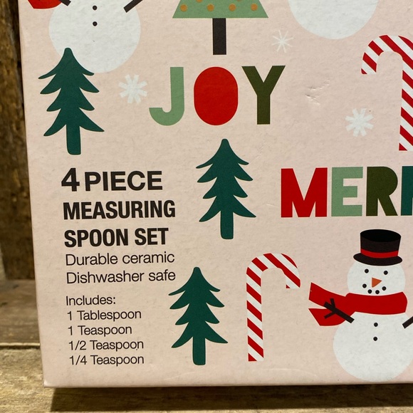 Christmas Measuring Spoons, 4 Piece Ceramic Measuring Spoon Set Kitchen Ho Ho Ho - Picture 10 of 10